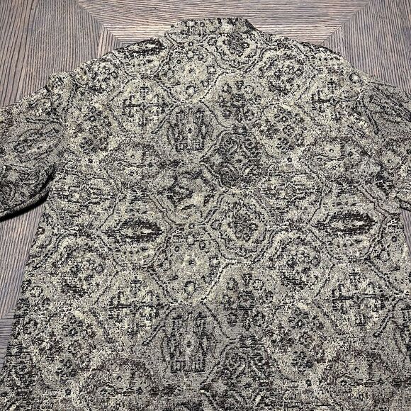 Chico's Jacket Womens Size 3 Gold Black Jacquard Tapestry Button Up Unlined - Picture 11 of 14